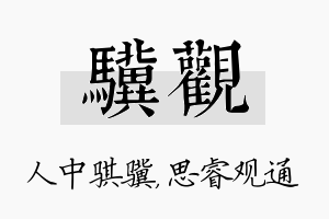 骥观名字的寓意及含义