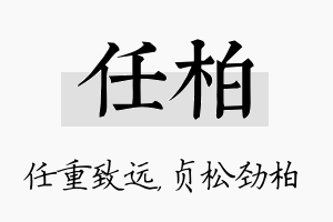 任柏名字的寓意及含义