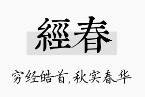 经春名字的寓意及含义