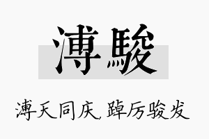 溥骏名字的寓意及含义