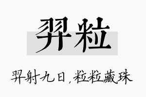 羿粒名字的寓意及含义