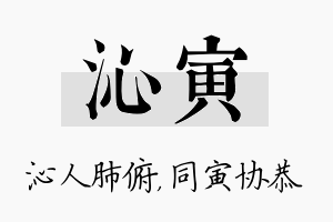 沁寅名字的寓意及含义