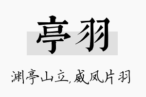 亭羽名字的寓意及含义