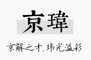 京玮名字的寓意及含义