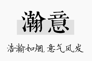 瀚意名字的寓意及含义