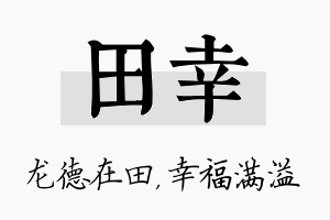 田幸名字的寓意及含义