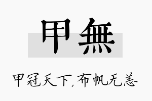 甲无名字的寓意及含义