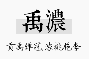 禹浓名字的寓意及含义