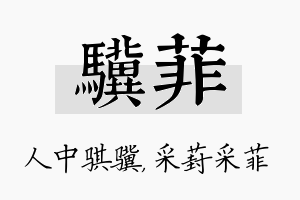 骥菲名字的寓意及含义