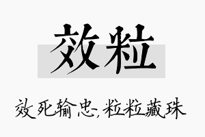 效粒名字的寓意及含义