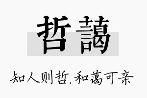 哲蔼名字的寓意及含义