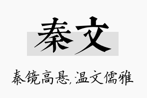 秦文名字的寓意及含义