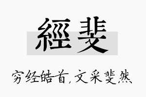 经斐名字的寓意及含义