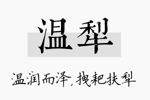 温犁名字的寓意及含义