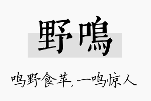 野鸣名字的寓意及含义