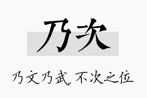 乃次名字的寓意及含义