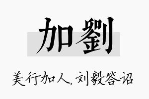 加刘名字的寓意及含义