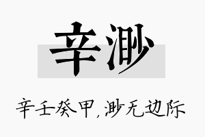 辛渺名字的寓意及含义