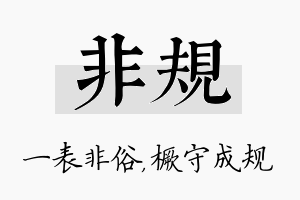 非规名字的寓意及含义