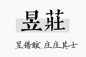 昱庄名字的寓意及含义