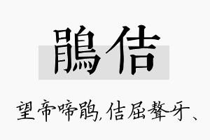 鹃佶名字的寓意及含义