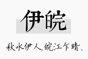 伊皖名字的寓意及含义