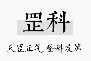 罡科名字的寓意及含义