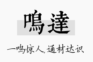 鸣达名字的寓意及含义