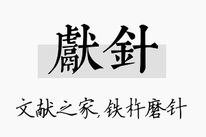 献针名字的寓意及含义