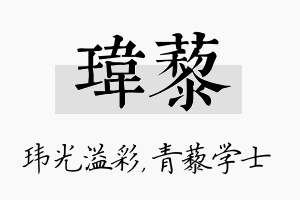 玮藜名字的寓意及含义