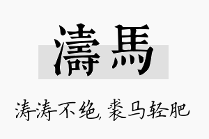 涛马名字的寓意及含义