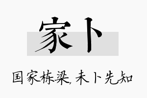 家卜名字的寓意及含义