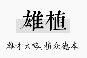 雄植名字的寓意及含义