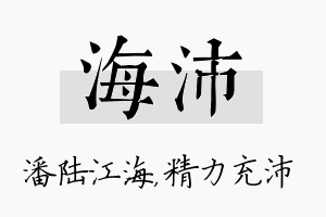 海沛名字的寓意及含义