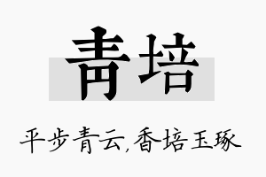 青培名字的寓意及含义