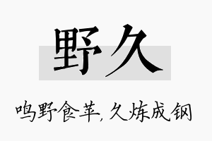 野久名字的寓意及含义