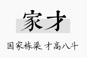 家才名字的寓意及含义