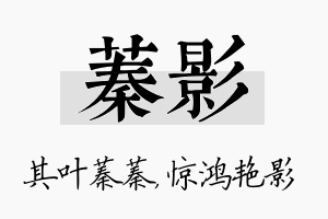 蓁影名字的寓意及含义