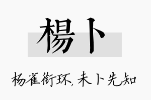 杨卜名字的寓意及含义