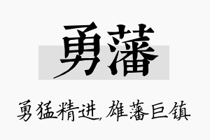 勇藩名字的寓意及含义