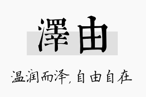 泽由名字的寓意及含义