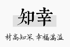 知幸名字的寓意及含义