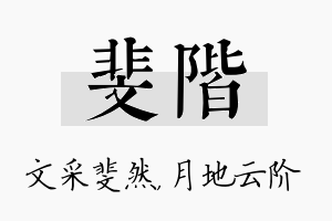 斐阶名字的寓意及含义