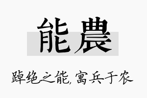 能农名字的寓意及含义