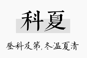 科夏名字的寓意及含义