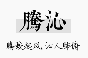 腾沁名字的寓意及含义