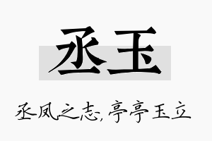 丞玉名字的寓意及含义