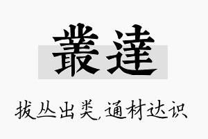 丛达名字的寓意及含义