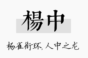 杨中名字的寓意及含义