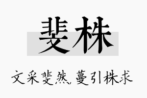 斐株名字的寓意及含义